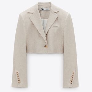 Zara Linen Blend Cropped Limited Edition Blazer